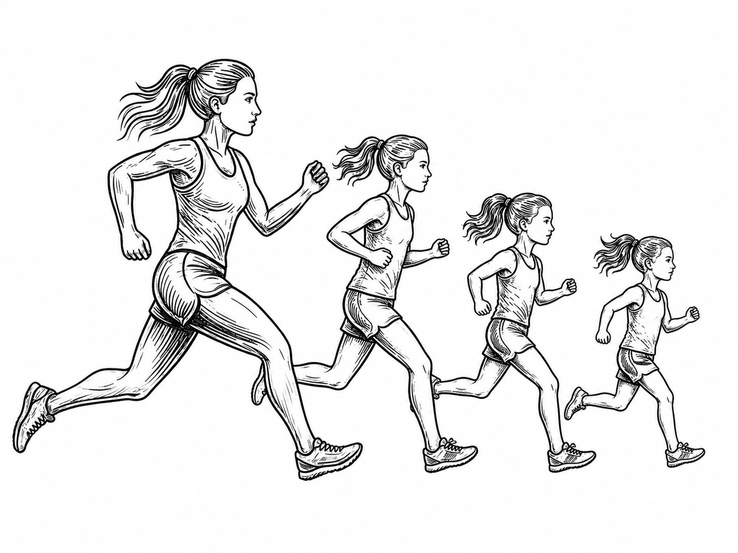 Four runners racing together